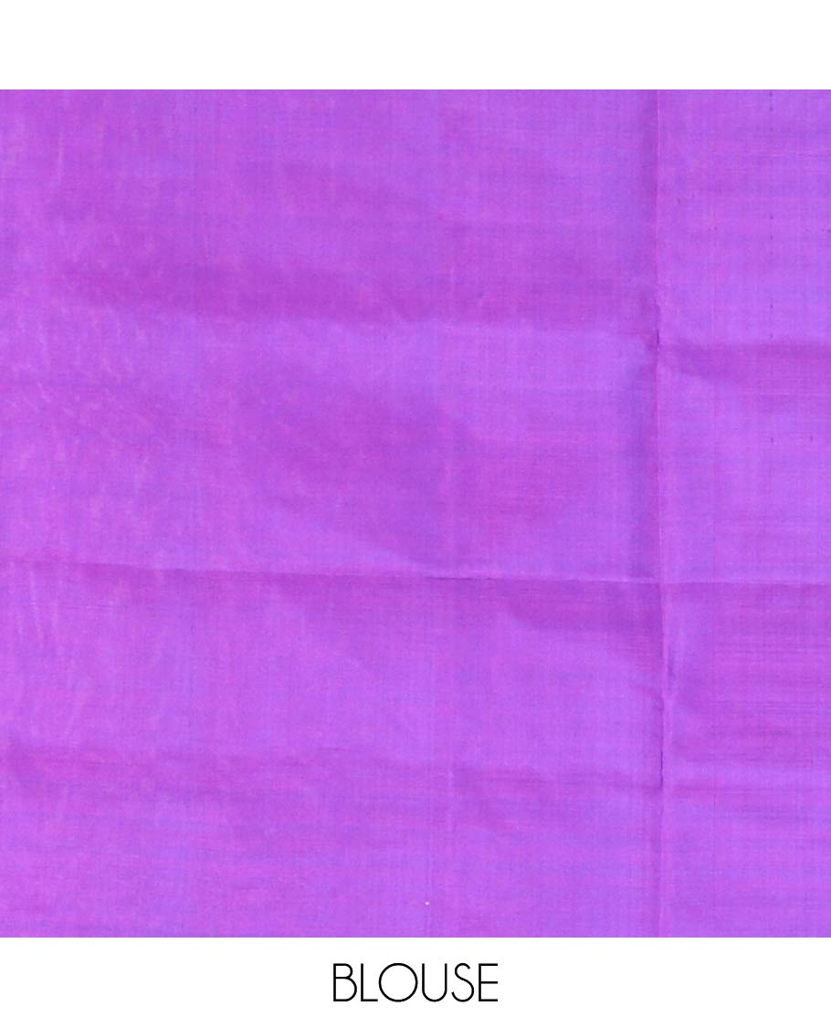 Borderless mango yellow floral buttas woven soft silk saree, contrast pallu of floral and chevron designs