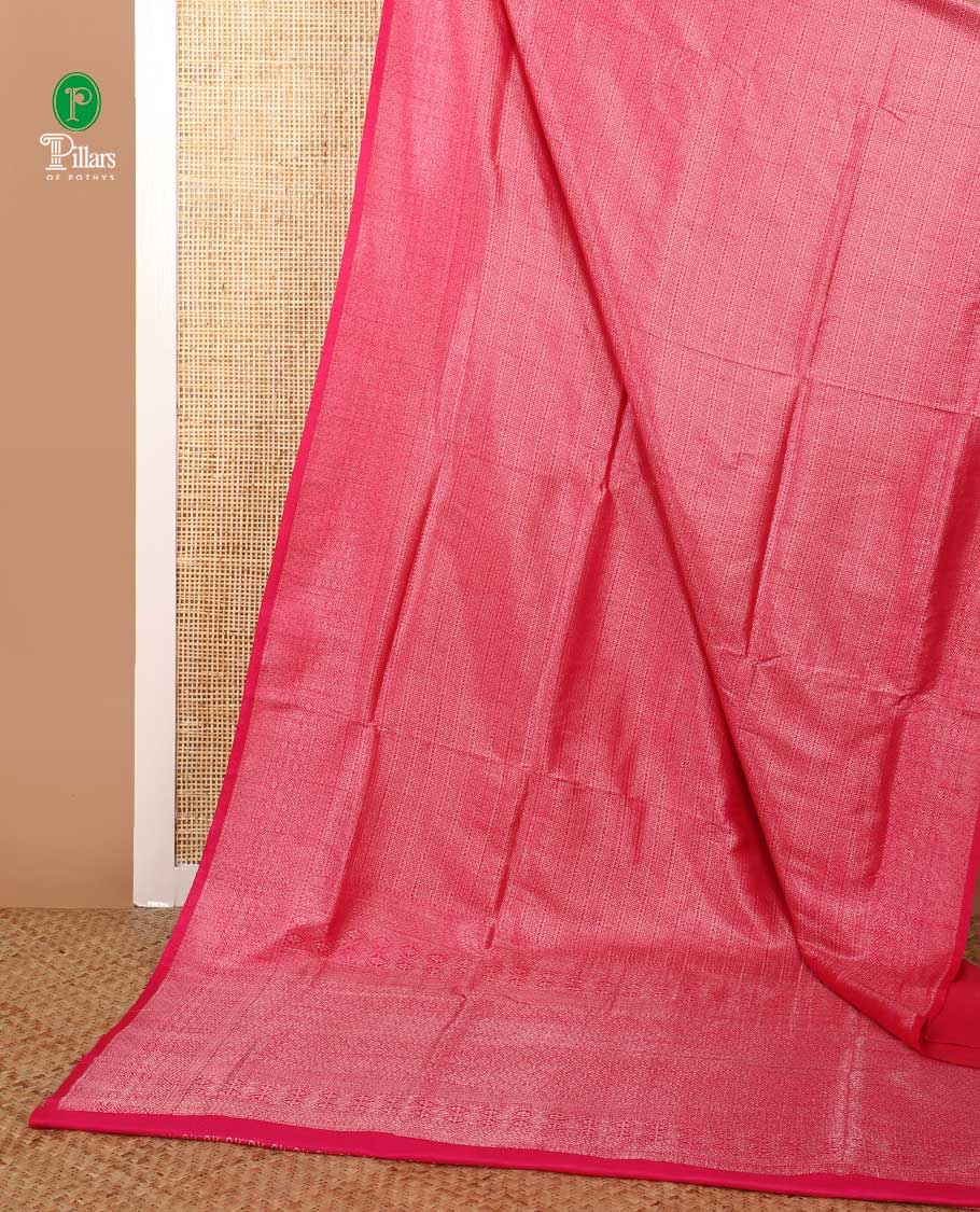Pink zari brocade weaving design banaras soft silk saree with jacquard border & rich weaving pallu along with brocade blouse