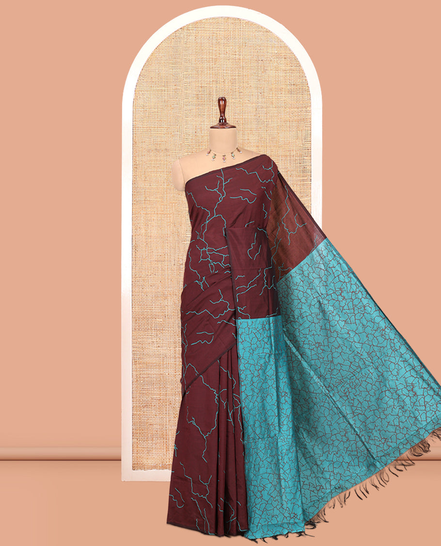 Borderless Brown South Cotton Saree