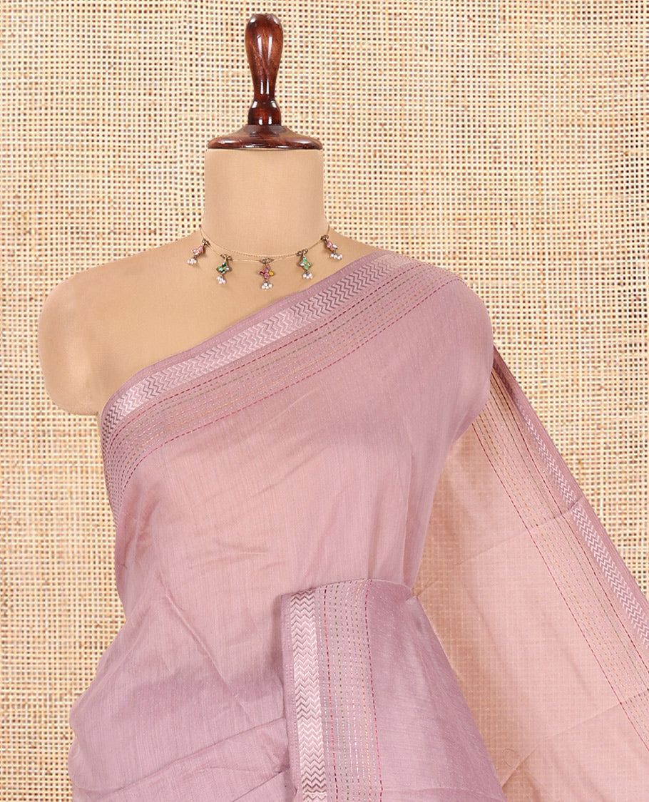 Light Purple Plain Chanderi Cotton Saree
