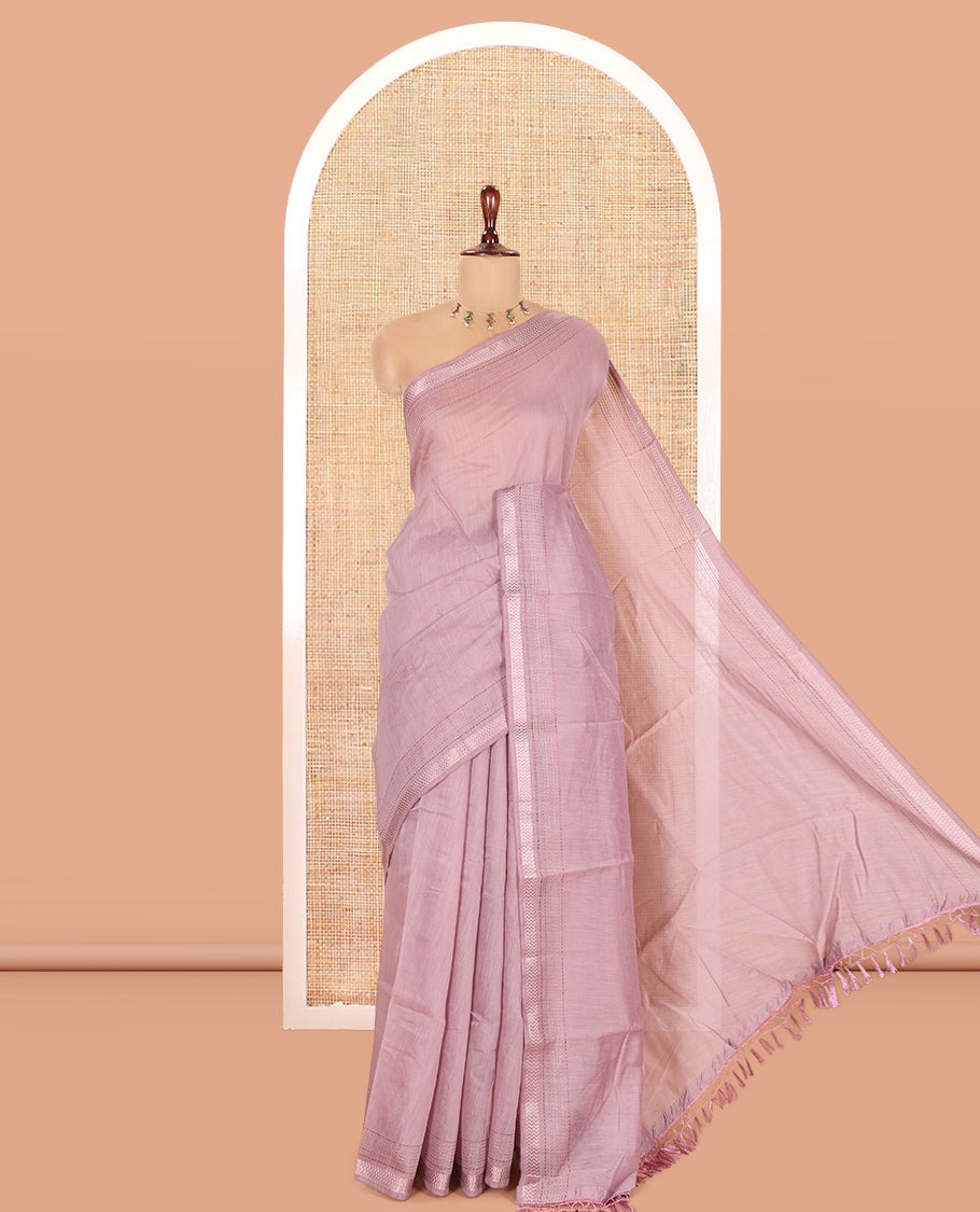 Light Purple Plain Chanderi Cotton Saree
