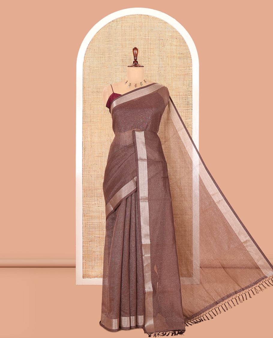Brown Linen Cotton Saree