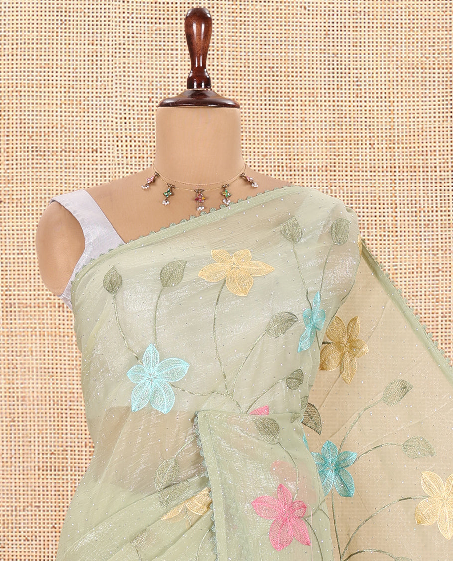 Pista Fendi Crush Chiffon Saree