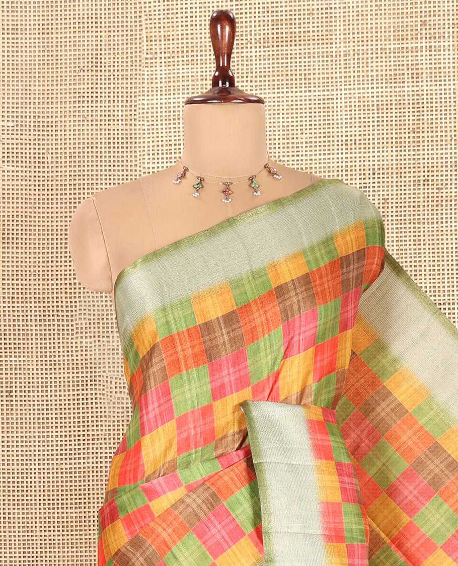 Olive Green Fancy Tussar Silk Saree
