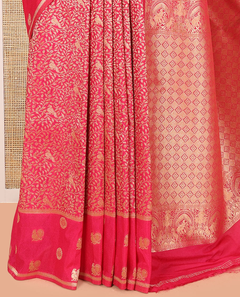 Rani Pink Semi-Mysore Silk Saree