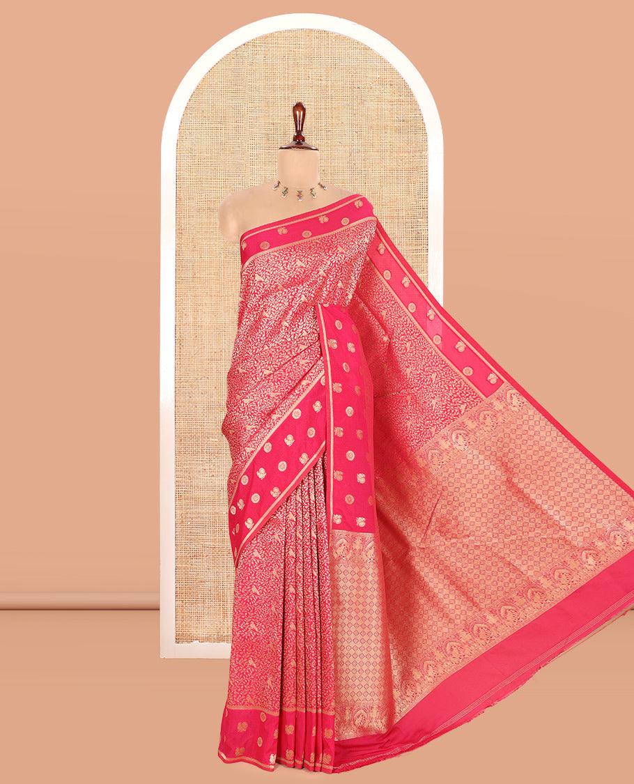 Rani Pink Semi-Mysore Silk Saree