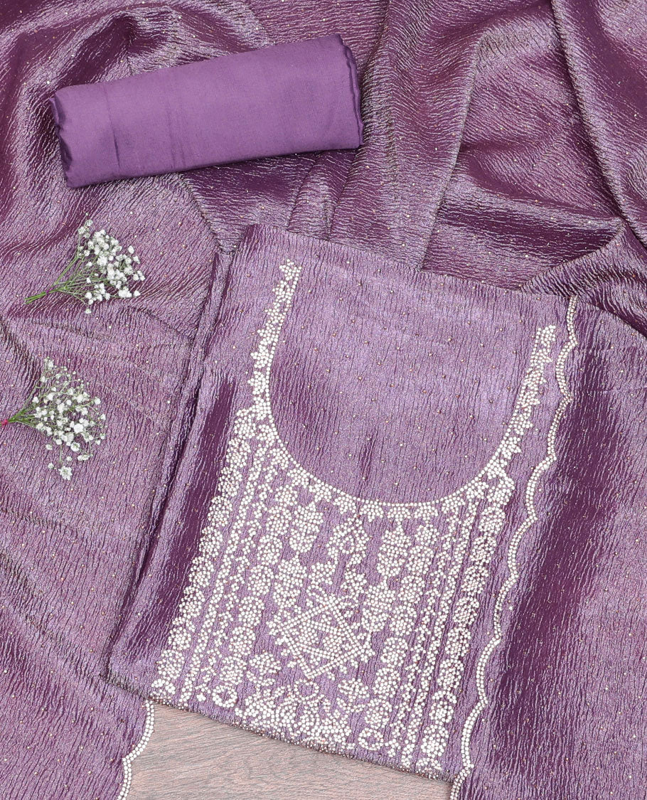 Lavender Chiffon Material Chudidar Set