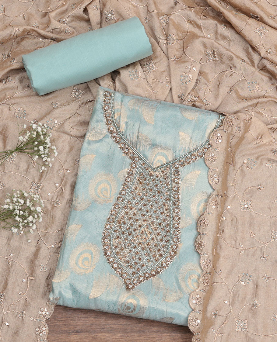 Blue Tissue Material Chudidar Set