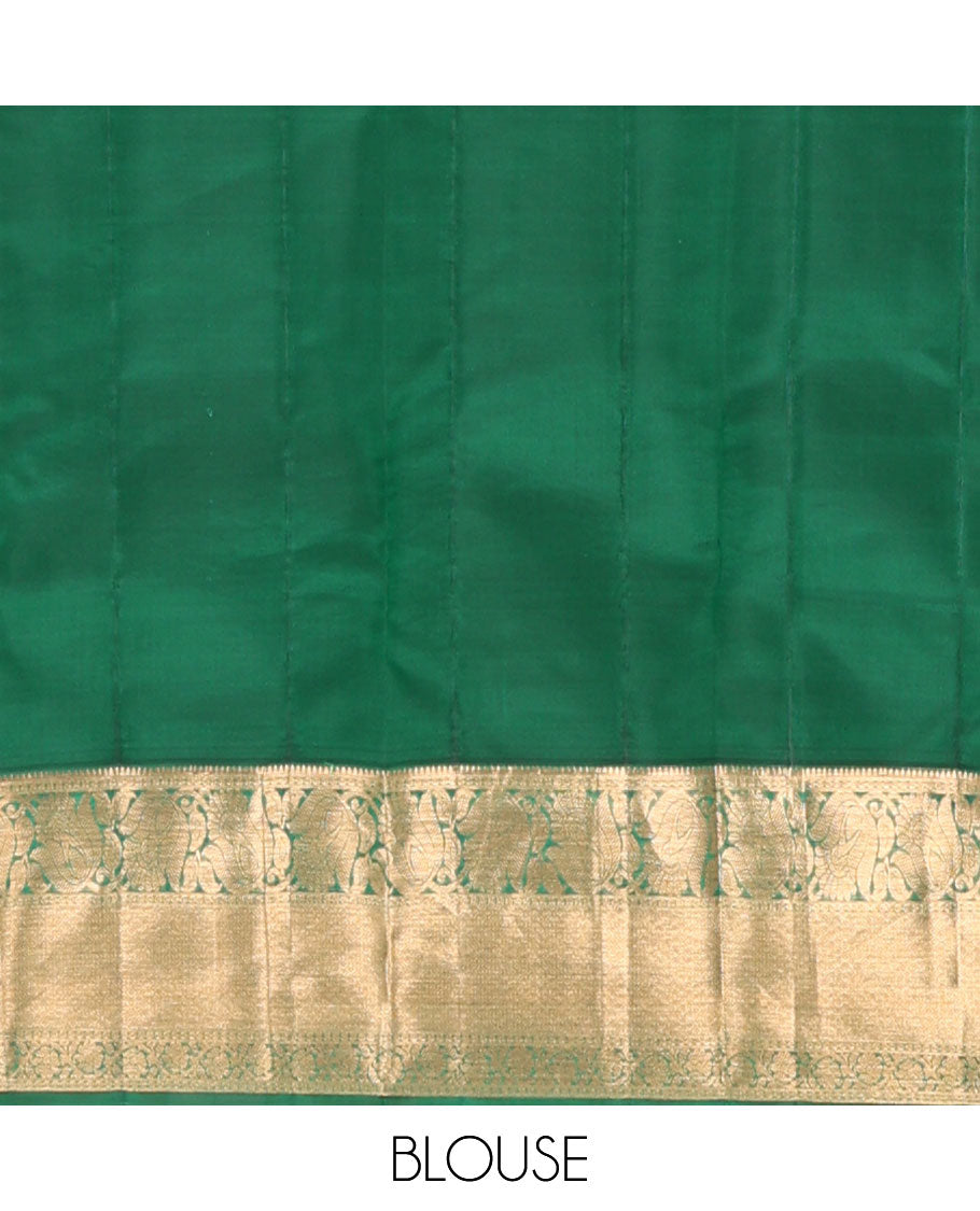 Blue dual-toned vasundhara elite silk saree with zari buttas, contrast floral zari design border & jaal pallu