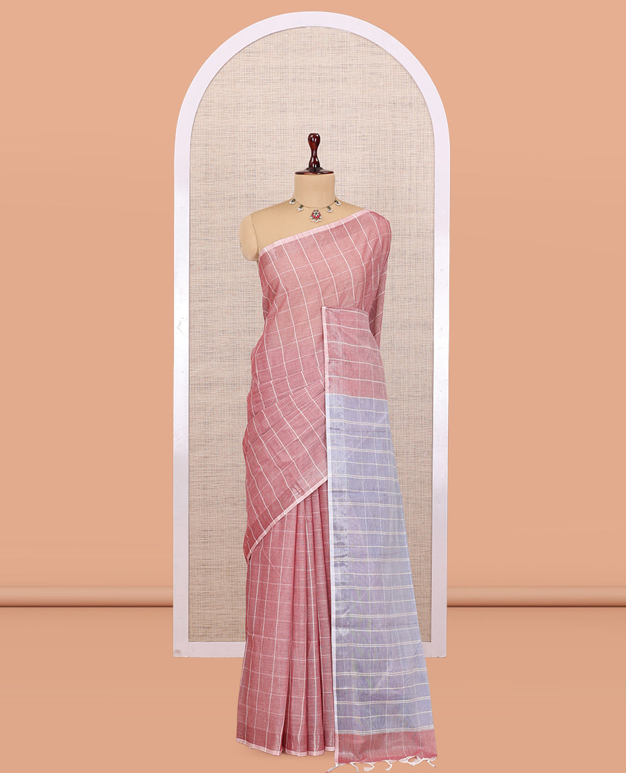 Pale Pink Jute Cotton Saree