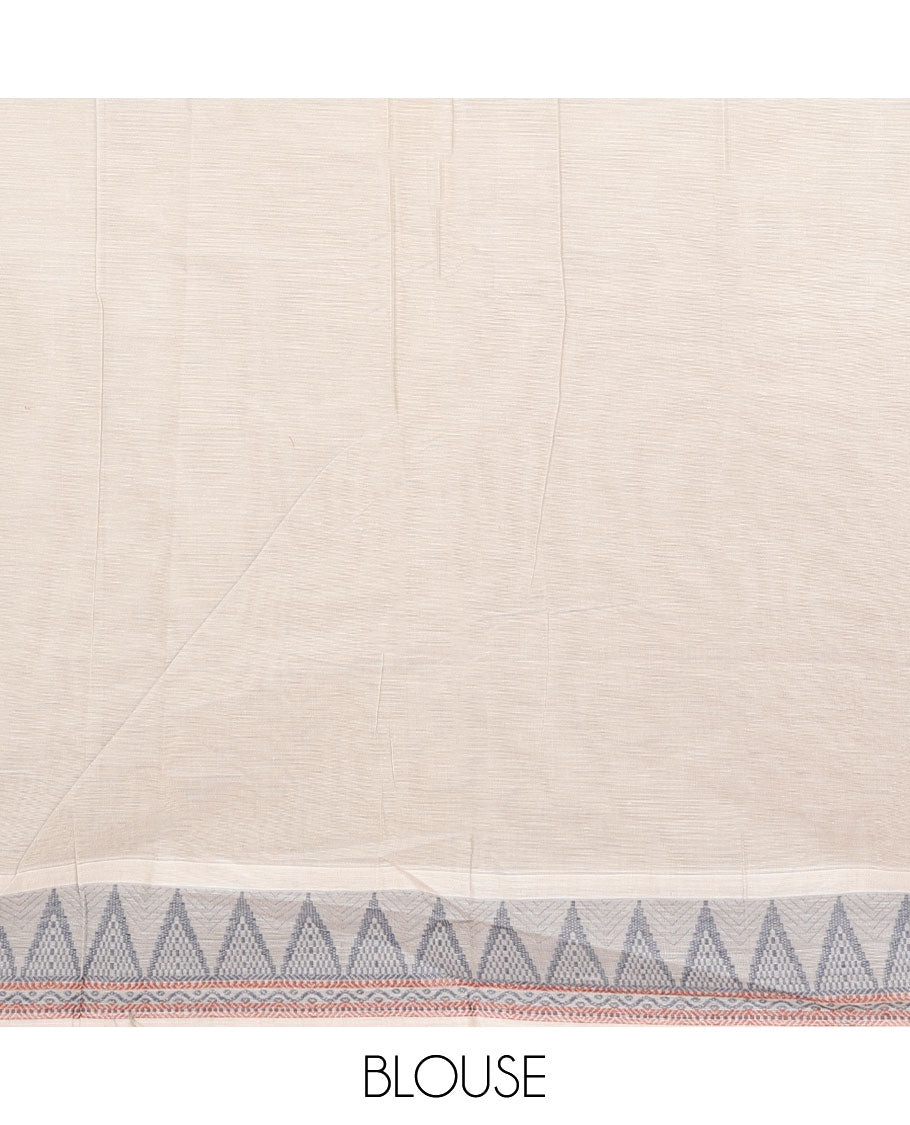 Grey buttas Combatiore cotton saree, temple design border & intricately designed pallu