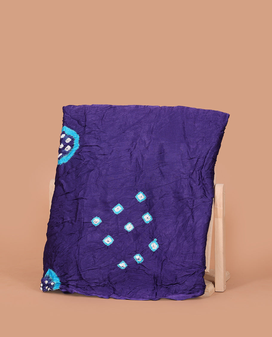 Borderless Violet Bandhani Dola Silk Saree
