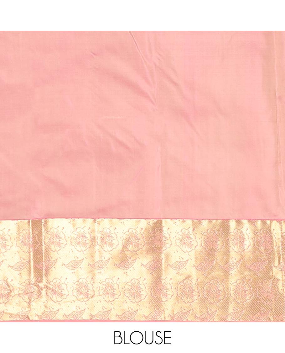 Green zari design Vasundhara silk mix saree, contrast floral zari design border, and thilakam design pallu