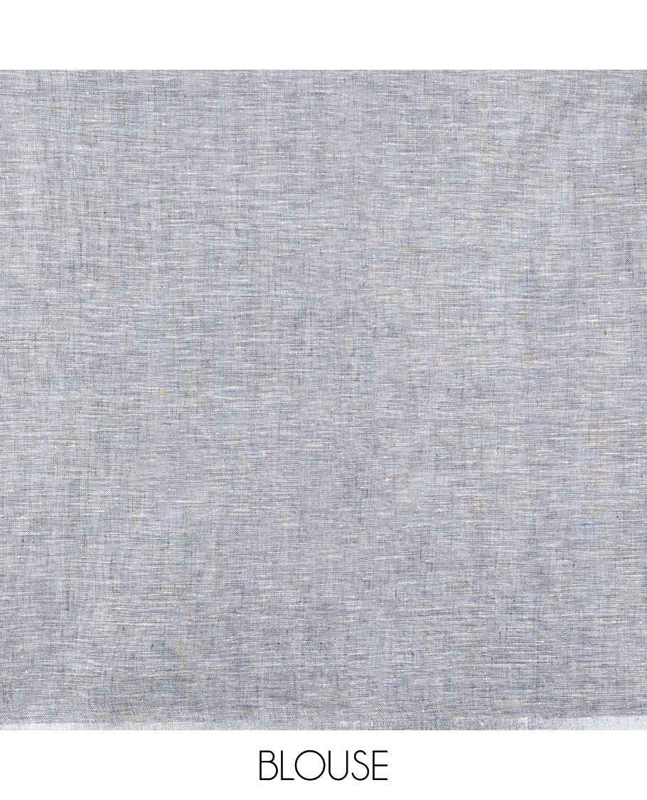 Borderless grey & white stripe design linen saree, self-pallu of stripes