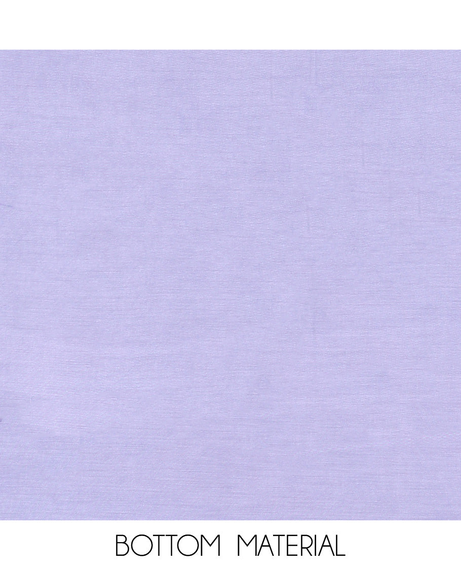 Lavender material churidar set, multi-hue thread embroidered cotton top, plain cotton bottom & embroidered dupatta