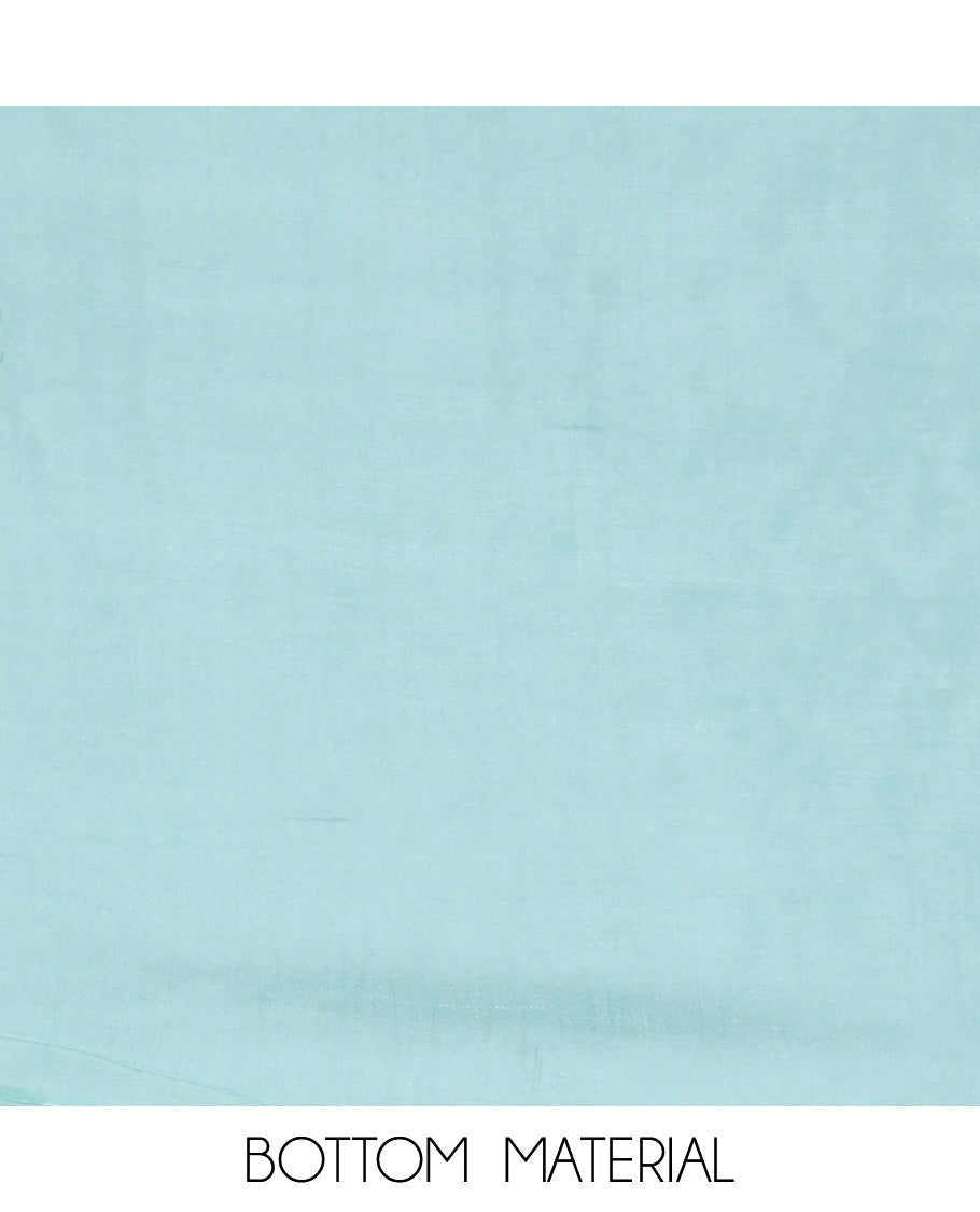 Blue material churidar set, intricate thread embroidery kota cotton top,plain bottom & floral motif embroidery dupatta