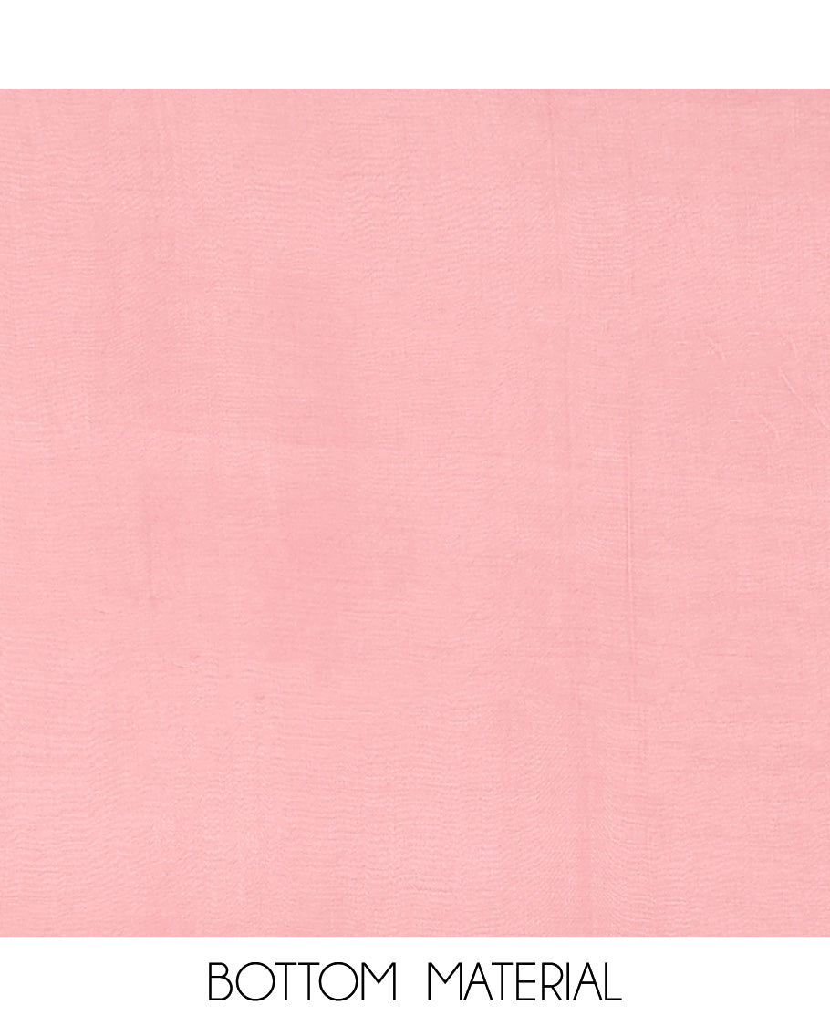 Pink material churidar set, intricate thread embroidery kota cotton top,plain bottom & floral motif embroidery dupatta