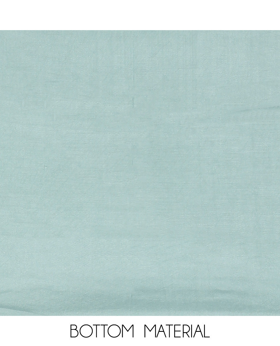 Blue material churidar set, intricate thread embroidery kota cotton top,plain bottom & floral motif embroidery dupatta