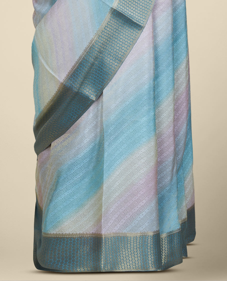 Multi-color jaal jacquard design Italian Crepe saree, contrast intricate design border