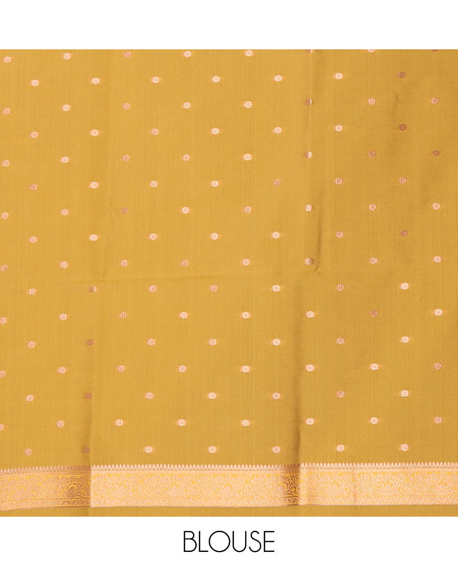 Pink butter silk saree with zari buttas, zari traditional design border & pallu of peacock designs