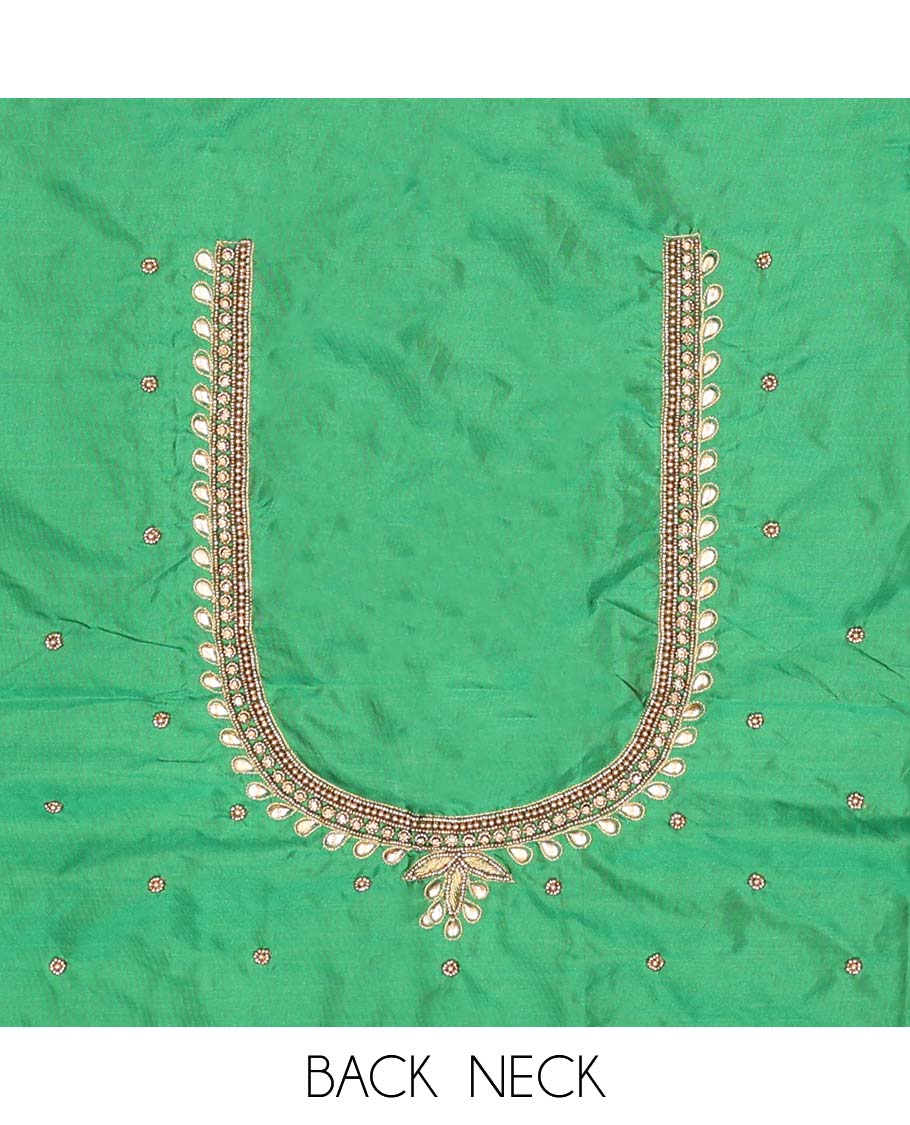 Green floral aari embroidered material blouse