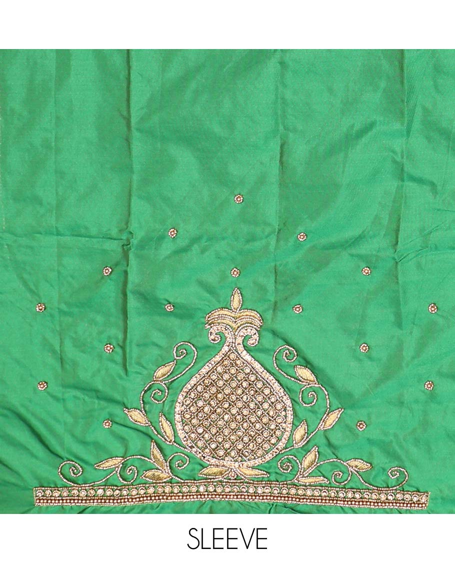 Green floral aari embroidered material blouse