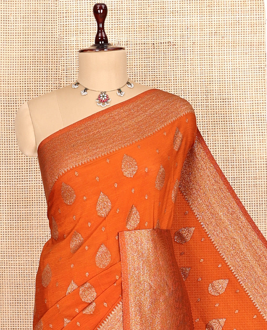 Orange Fancy Crepe Saree