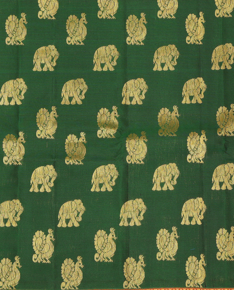 Green Pure Silk Navarathna Pavadai Material Set