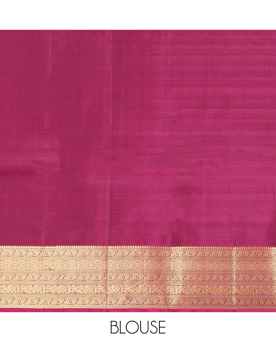 Black Vasundhara Lite Silk Mix Saree, Embellished with Zari Buttas on Its Body, Complemented by a Contrast Border of Thilakam Mokku,kodi Visiry, Muthu, Chakra, and Mayil Designs, Scallop Design Pallu, and Paired with a Contrast Blouse