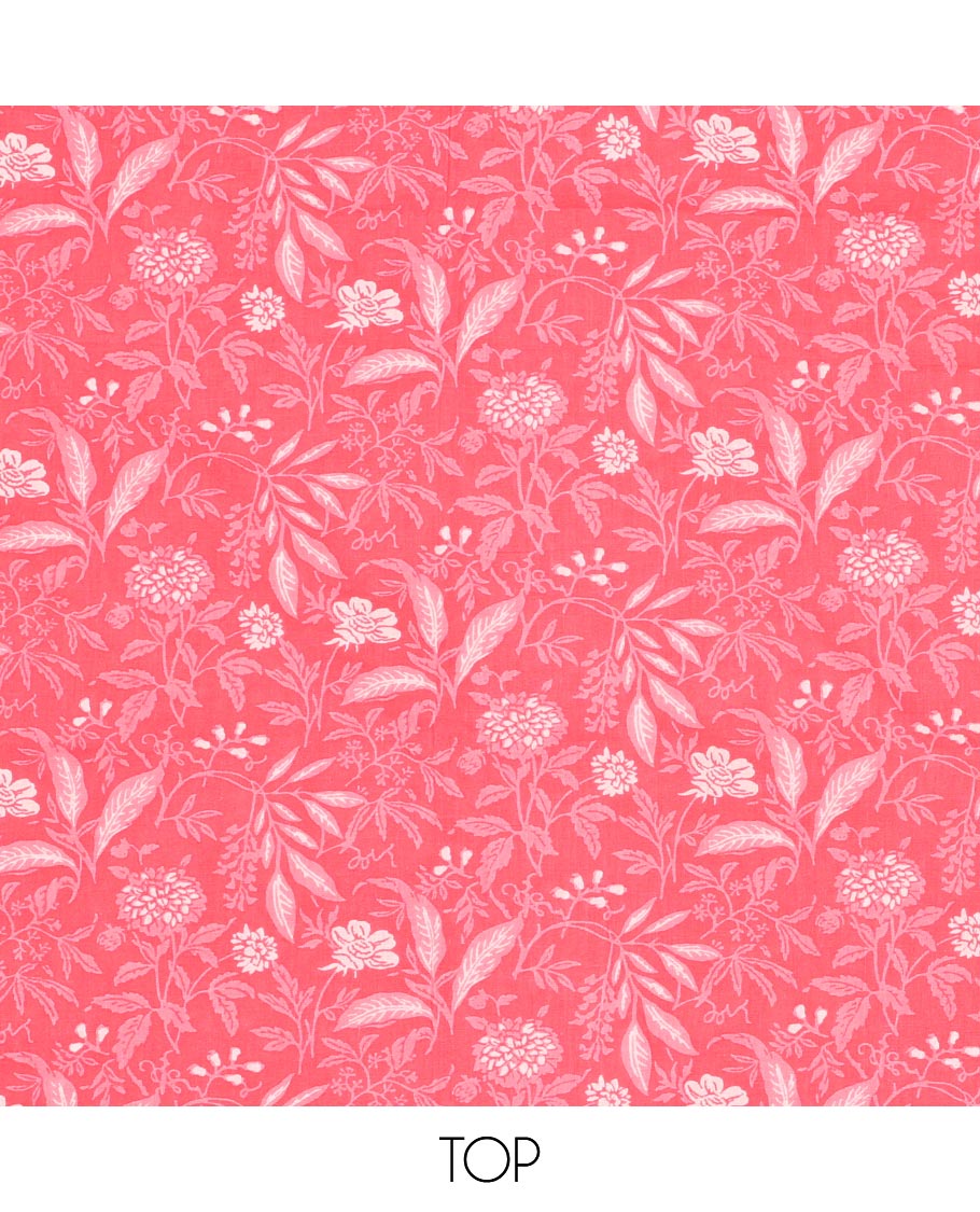 Pink chudidhar material set floral vine design top with batik floral print bottom & floral batik print dupatta