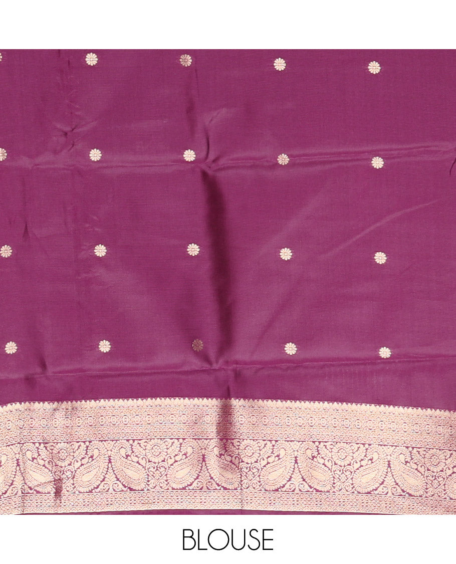 Peacock Green Zari Checked Litchi Saree with Contrast Ganga-Jamuna Border, Grand Pallu, and a Contrast Blouse