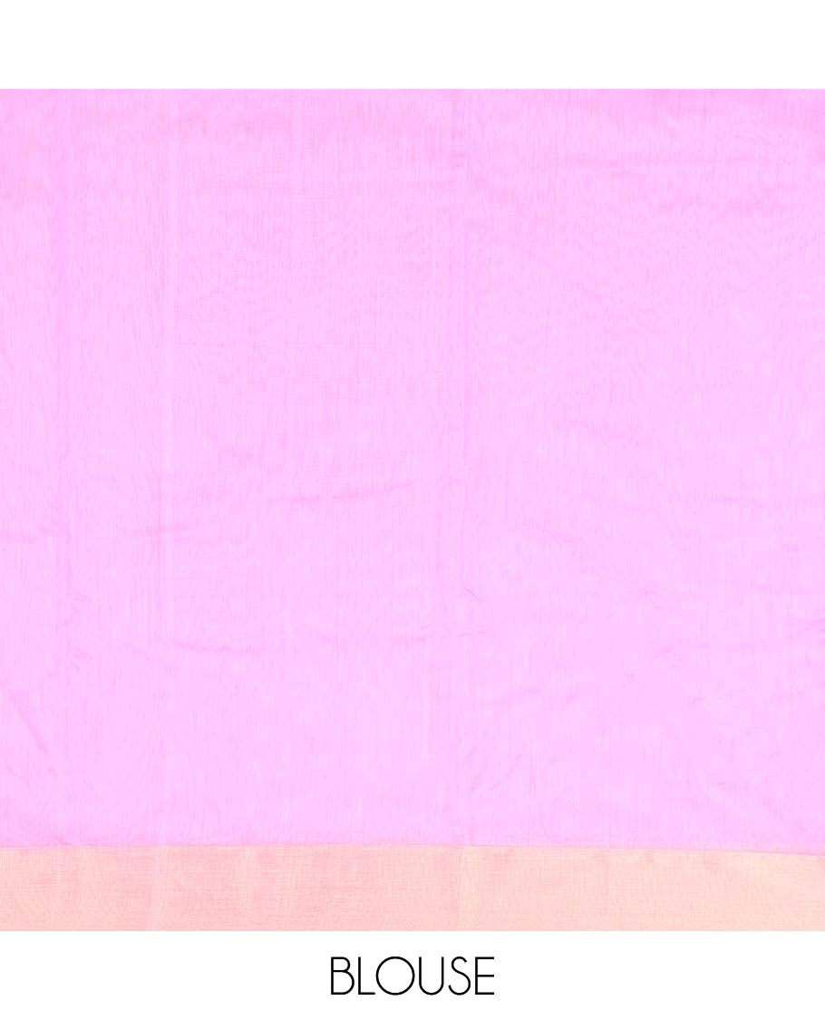 Light pink geometric motifs with contrast border & geometric design pallu
