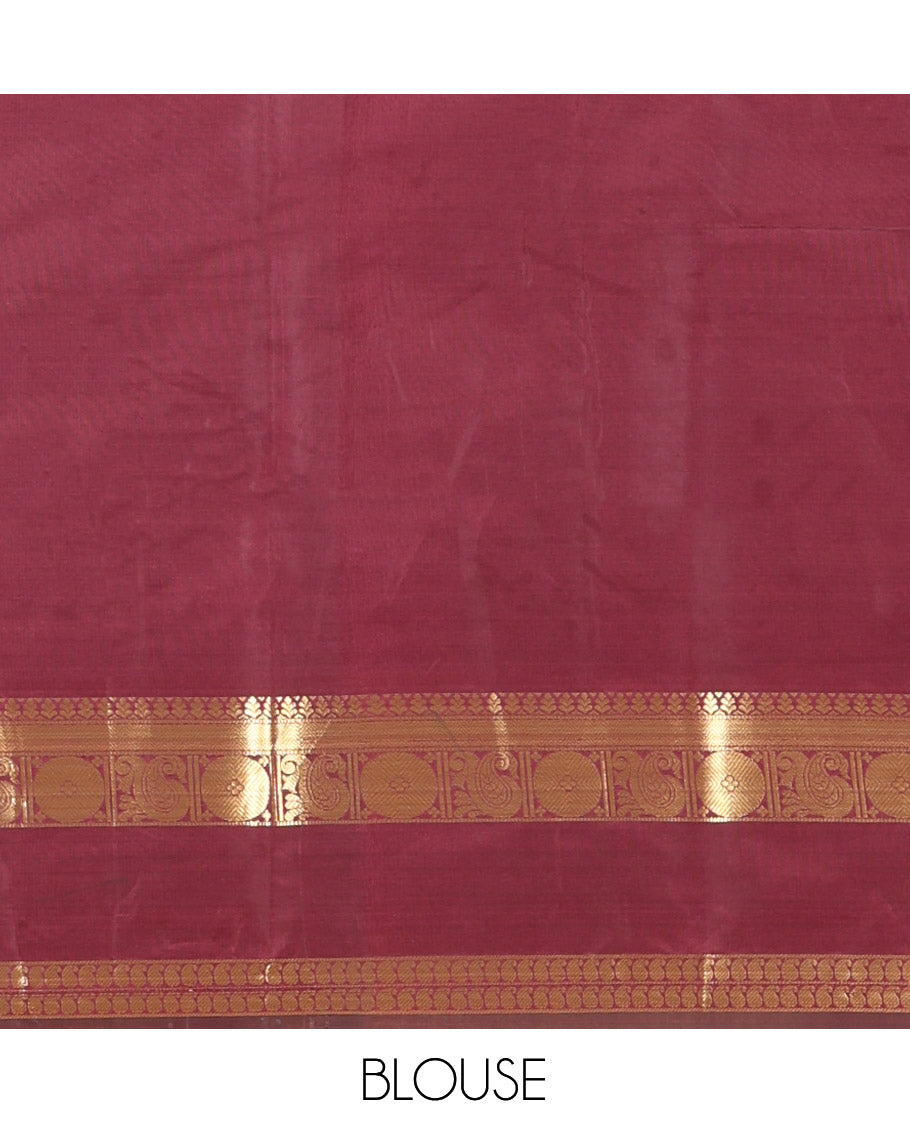 Purple Plain Semi-Katan Silk Saree, Highlighted by a Traditional Zari Border, Intricate Pallu, a Matching Blouse