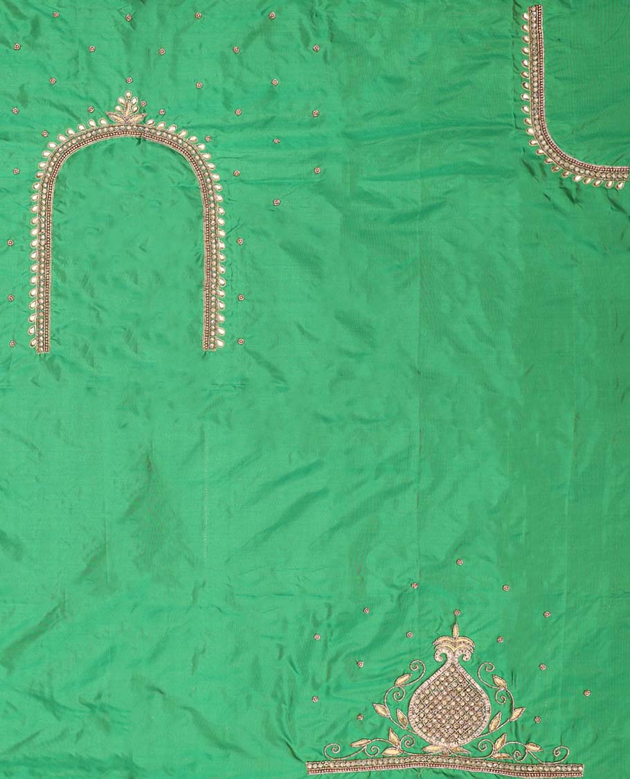 Green floral aari embroidered material blouse