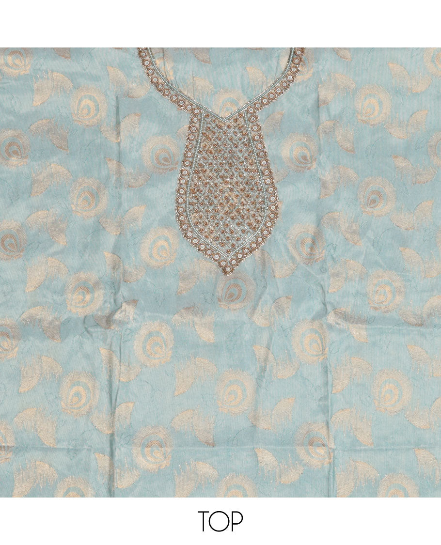 Blue Tissue Material Chudidar Set