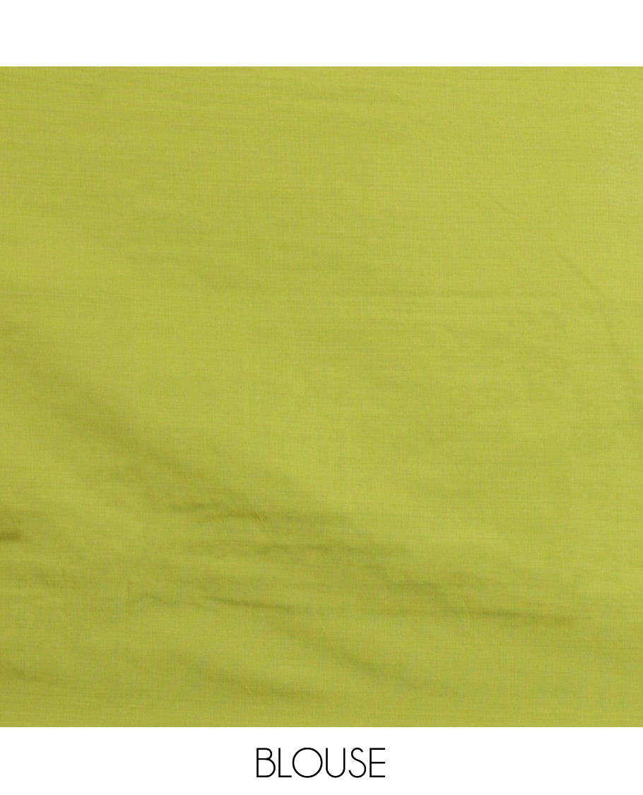 Borderless Olive Green Plain South Cotton Saree