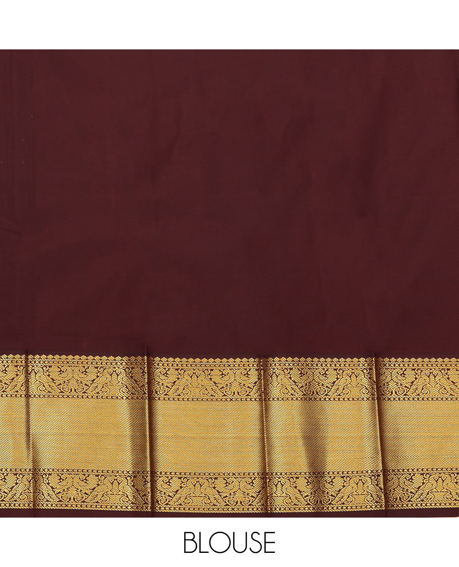 Yellow Budget Silk Saree, Subtly Sparkled with Paisley Buttas All Over Its Body, Complemented by a Contrast Traditional Zari Design Border of Peacock Designs, Opulently Embellished Pallu, and Paired with a Contrast Blouse