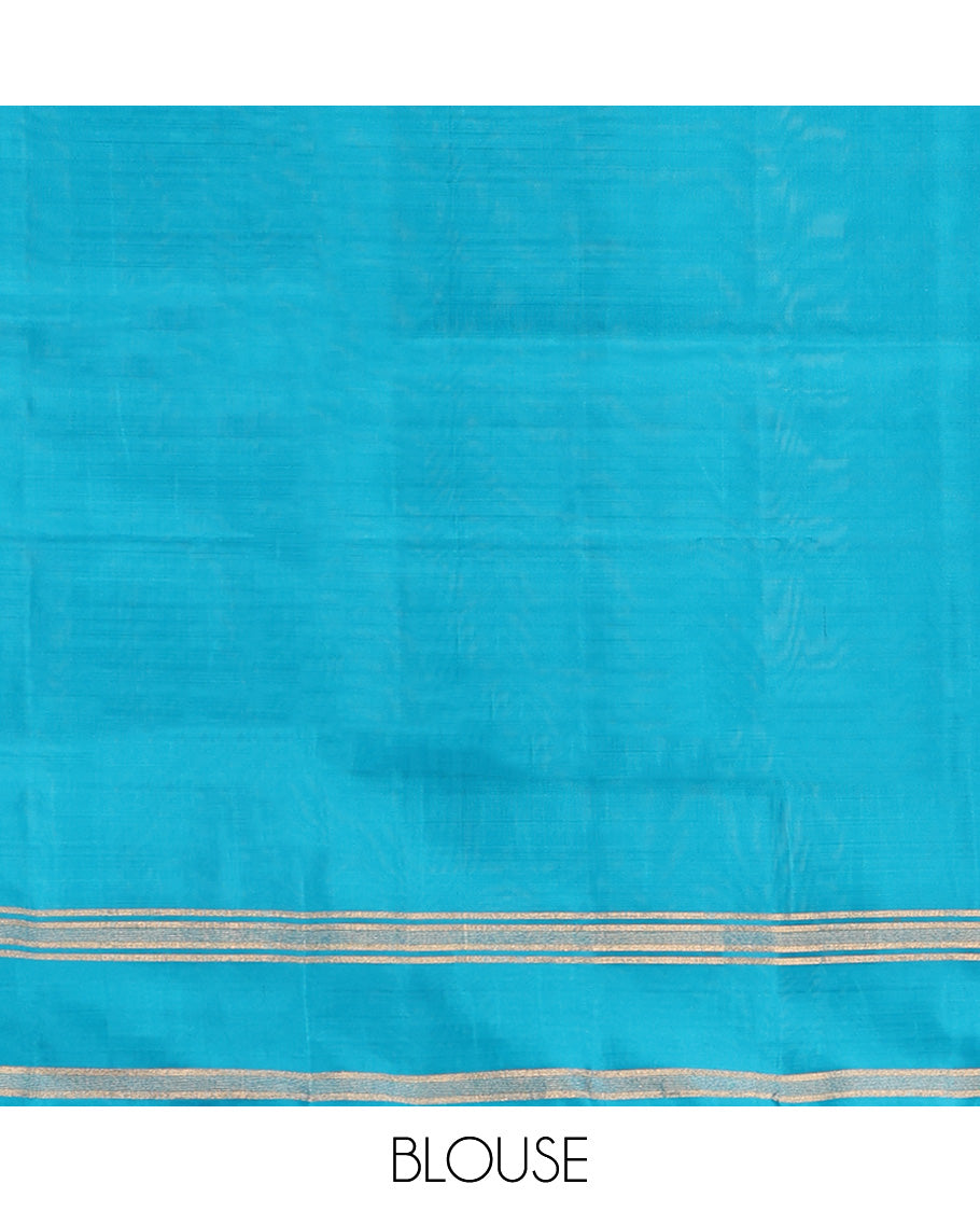 Pink Mayuri Lite Silk Mix Saree, Masterfully Woven with Zari Buttas All Over Its Body, Complemented by a Contrast Border, Pallu of Intricate Zari Designs, and Paired with a Contrast Blouse