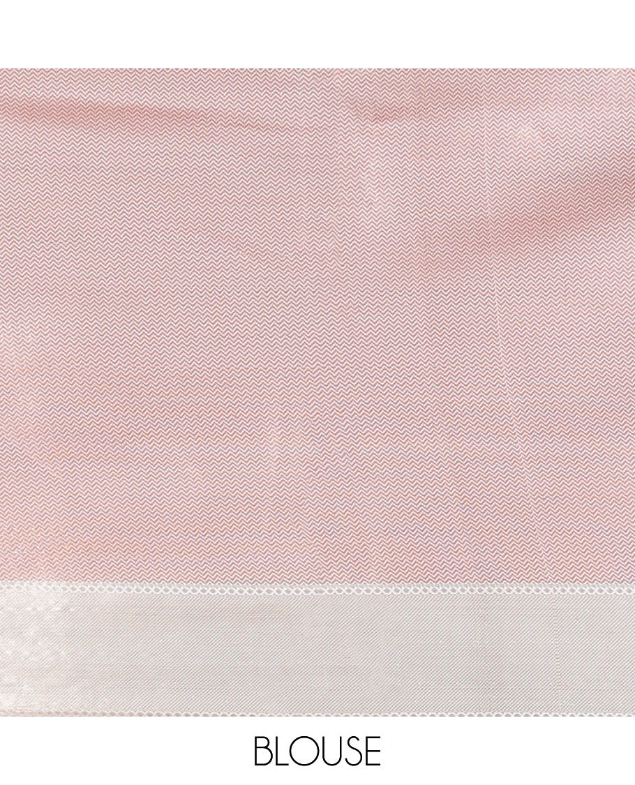 Light pink gold zari brocade design banaras kora tissue saree with contrast jacquard border & rich weaving pallu along with brocade blouse