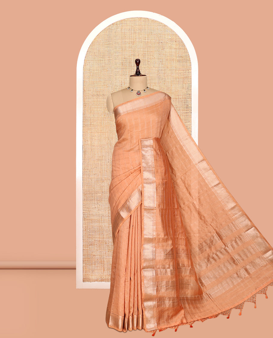 Light Orange Assam Silk Saree