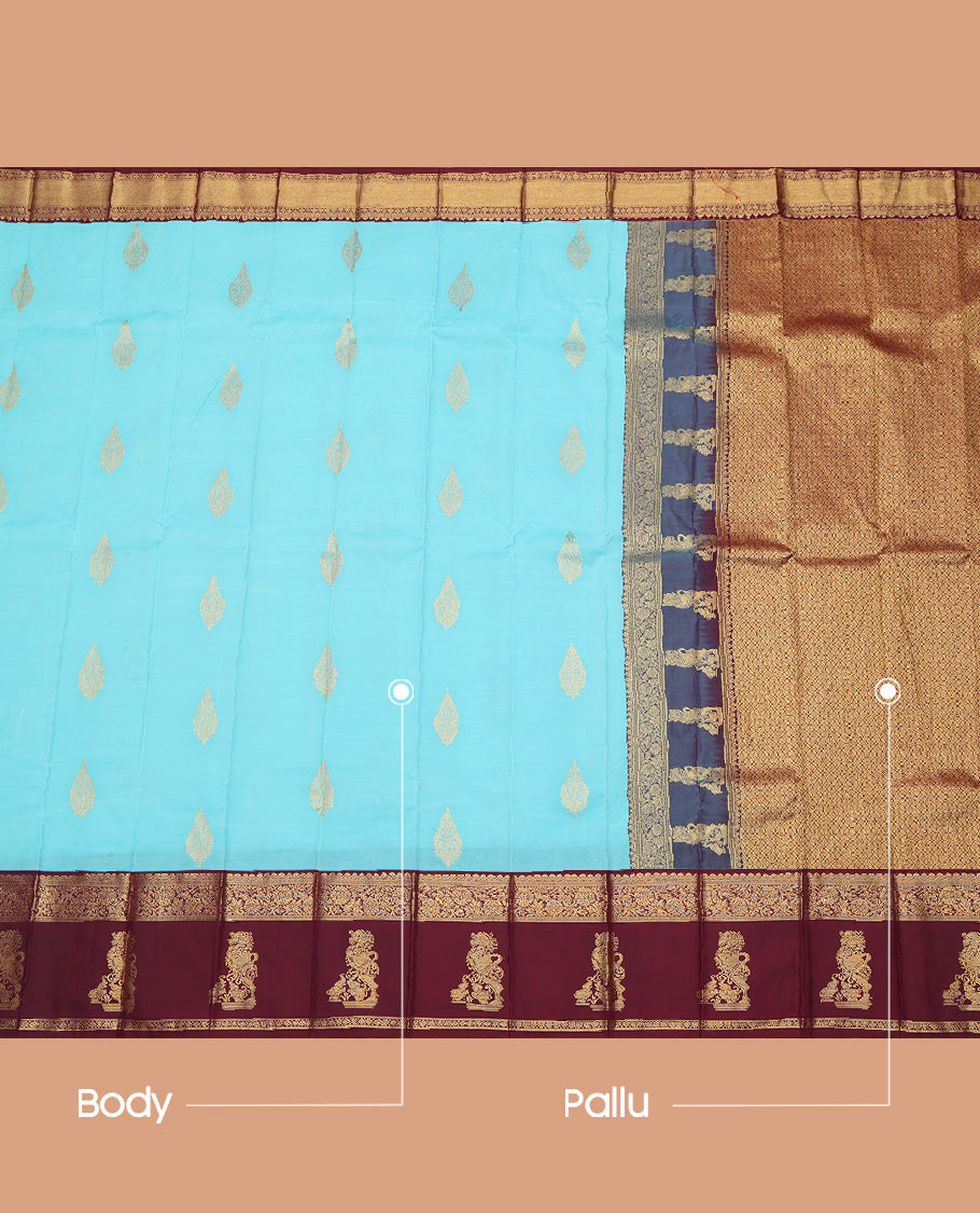 Blue Lion Design Budget Silk Saree
