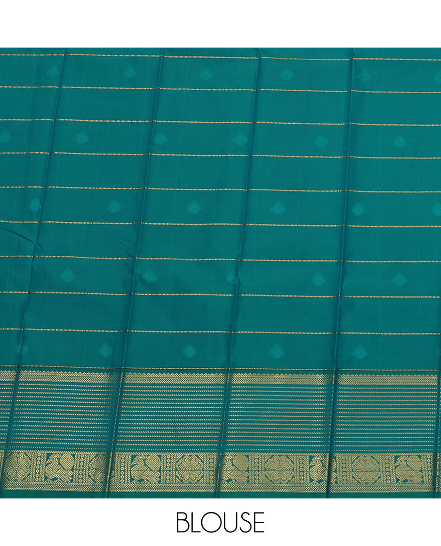 Orange Budget Silk Saree, Beautifully Bedecked with Butta Enclosed Checked All Over Its Body, Complemented by Contrast Traditional Zari Design Border, Sparsely Woven Jaal Pallu, and Paired with a Contrast Blouse