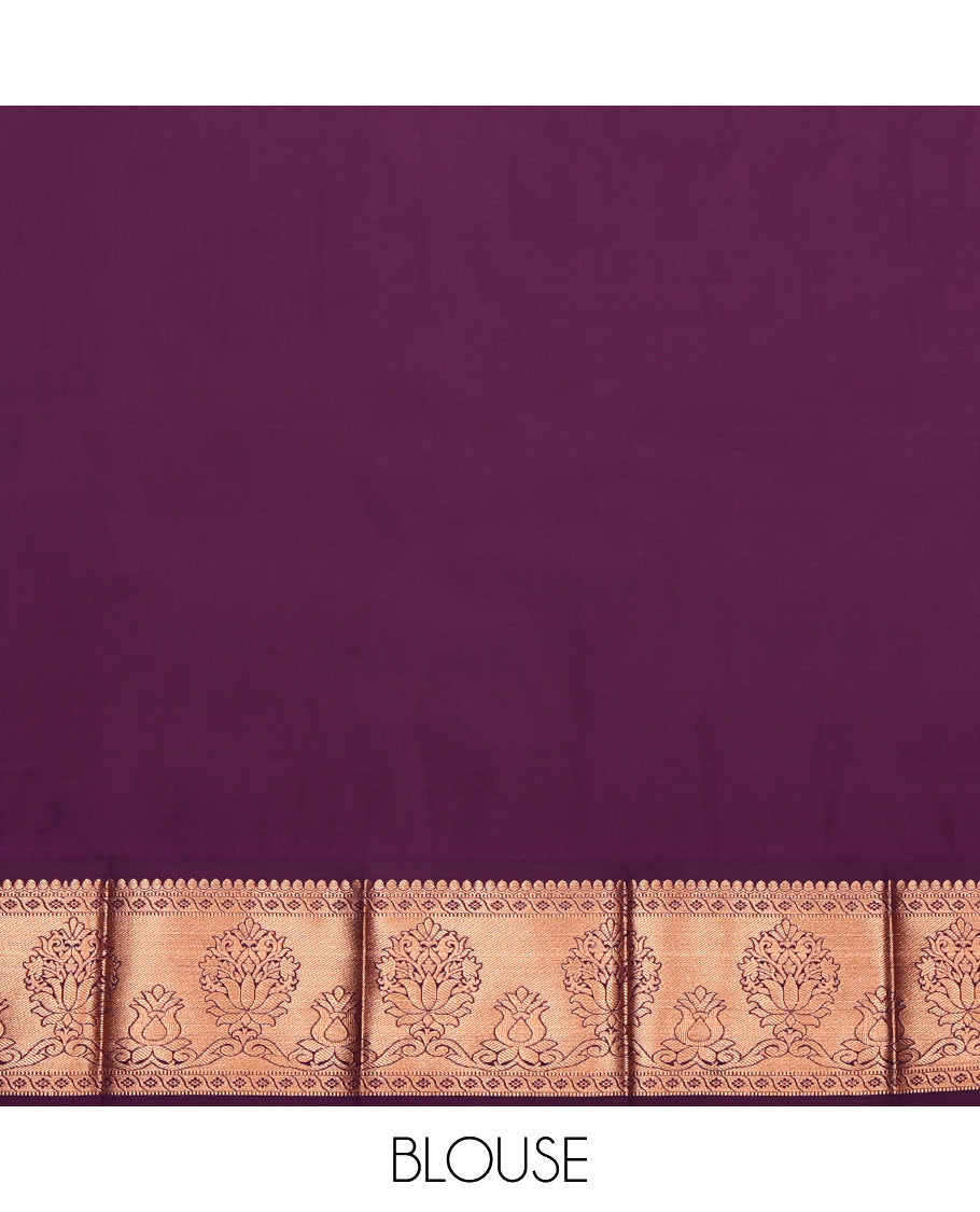 Green Budget Silk Saree, Prettified with Jacquard, Complemented by a Contrast Traditional Zari Border, Grand Pallu, and a Contrast Blouse