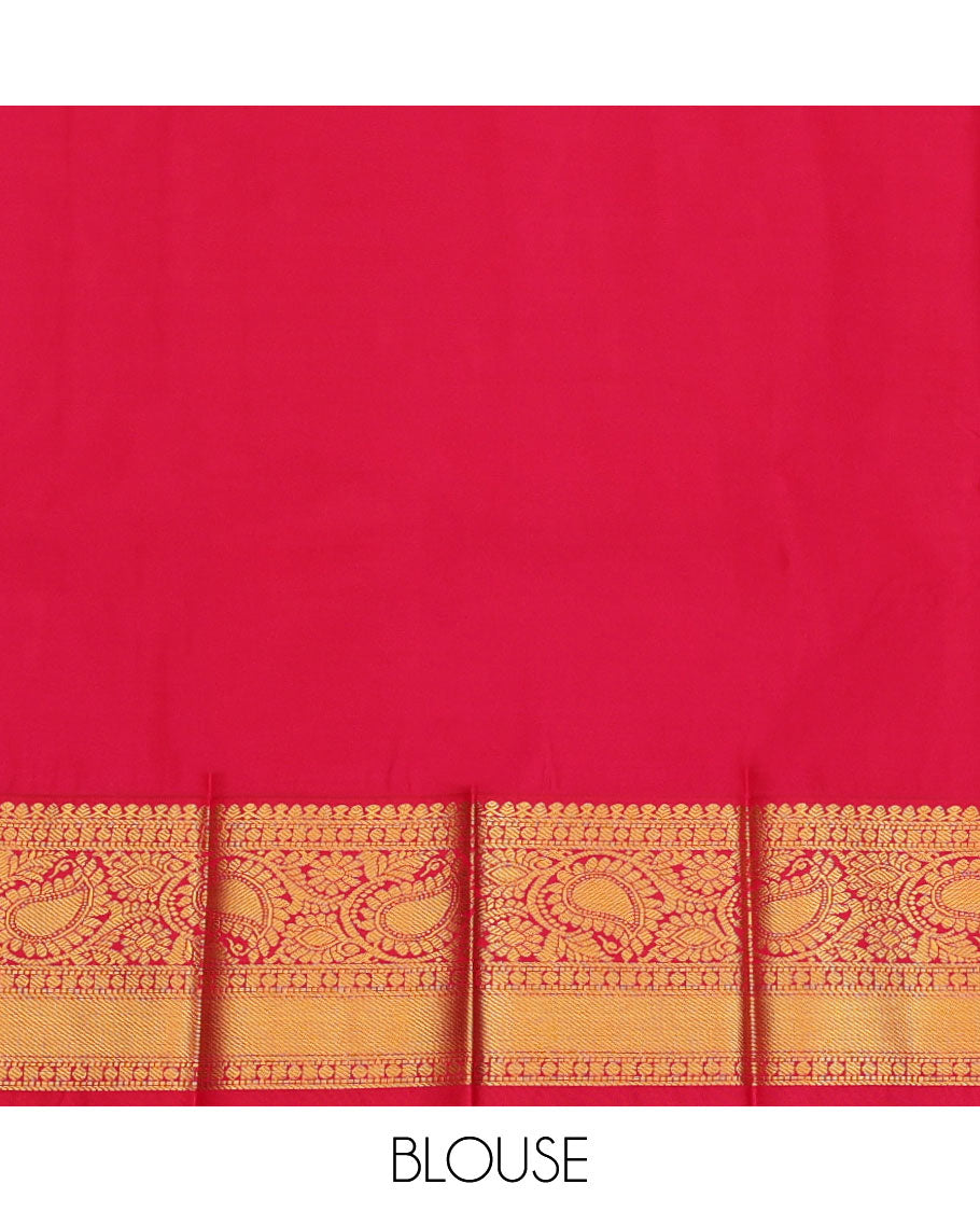 Sandal Budget Silk Saree, Subtly Sparkled with Zari Buttas, Complemented by a Contrast Traditional Border, Intricate Pallu, and a Contrast Blouse