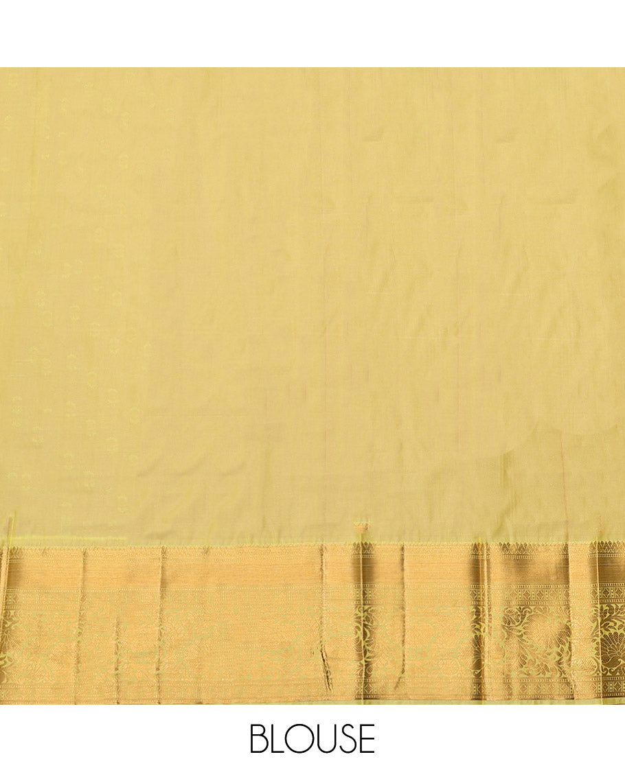 Pink Budget Silk Saree, Embellished with Zari Buttas and Stripes, Complemented by a Contrast Traditional Zari Border, Sparsely Woven Pallu, and a Contrast Blouse