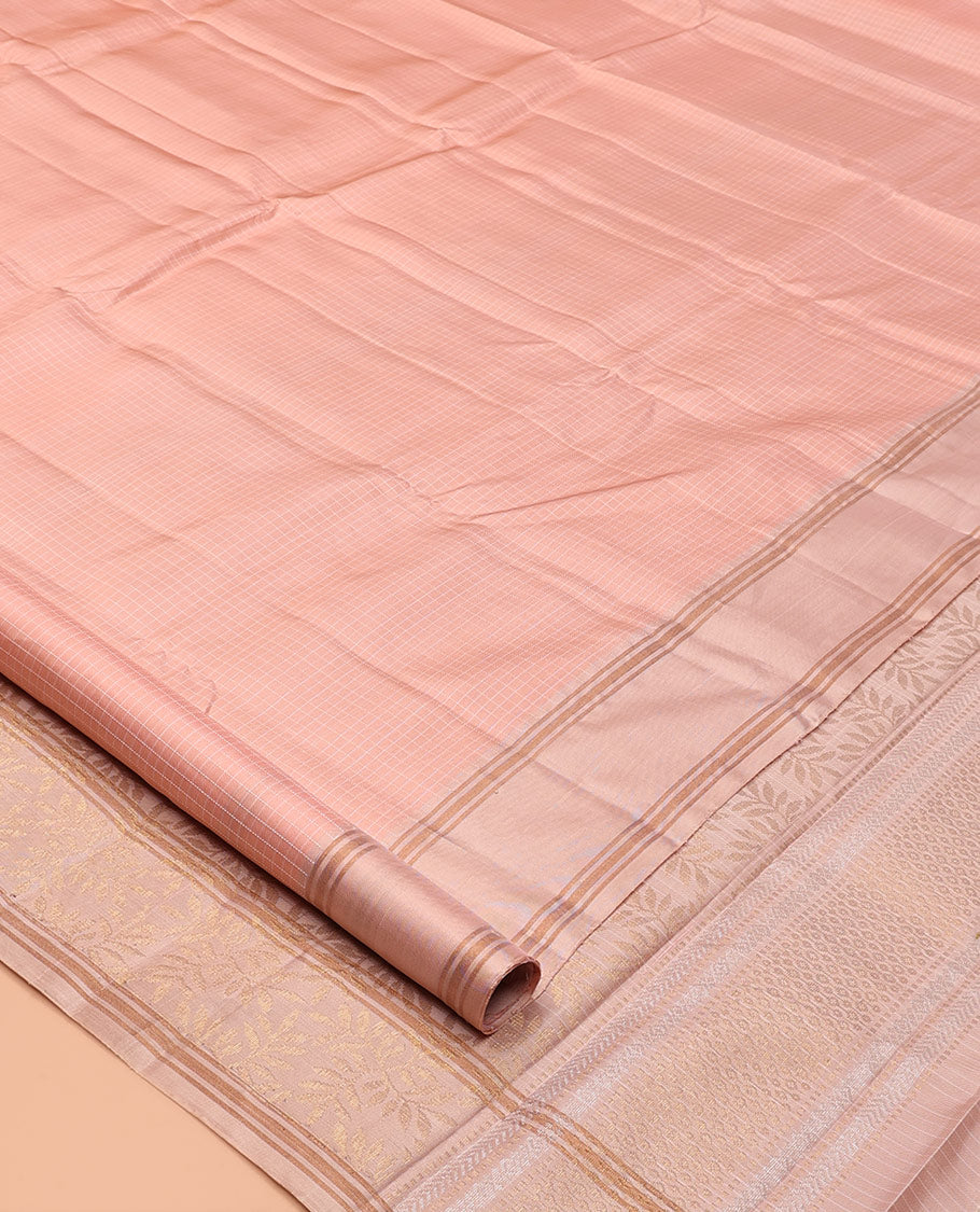 Peach Micro Checks Mayuri Lite Silk Mix Saree