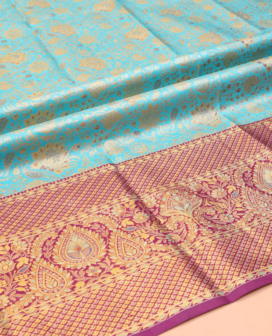 Blue Pure Silk Half Saree