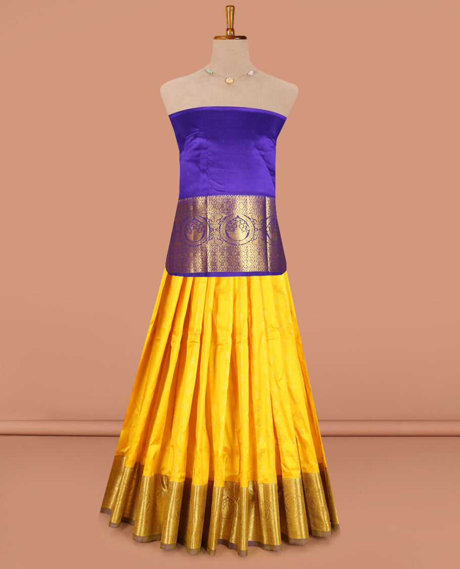Yellow Pure Silk Navarathna Pavadai Material Set