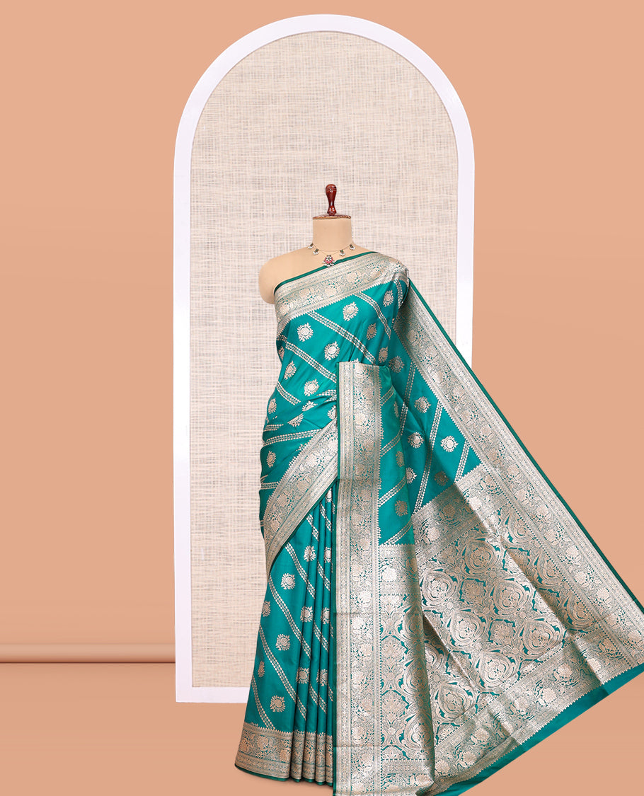 Green Semi-Banaras Nylon Saree