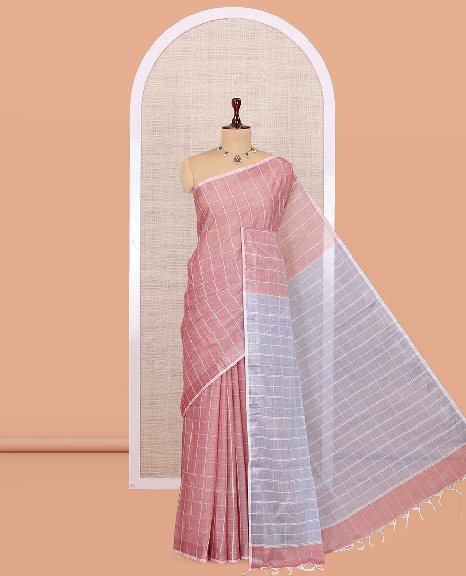 Pale Pink Jute Cotton Saree